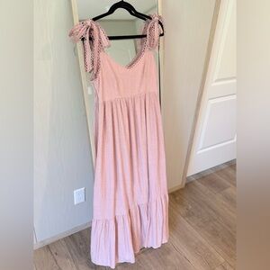 Mine Pink Maxi Dress with Bow Straps